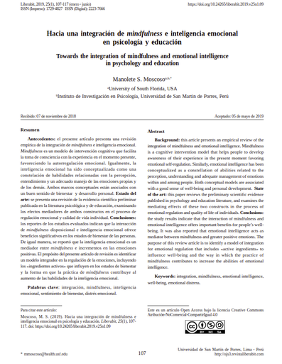 Hacia una Integración de mindfulness e inteligencia emocional en psicología y educación