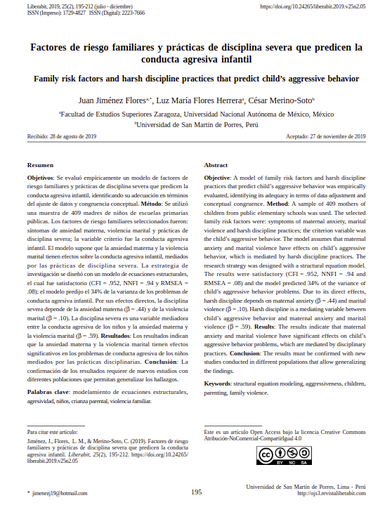 Factores de riesgo familiares y prácticas de disciplina severa