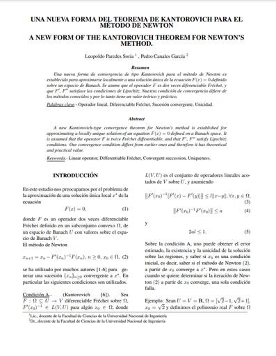 Una nueva forma del Teorema de Kantorovich para el método de newton