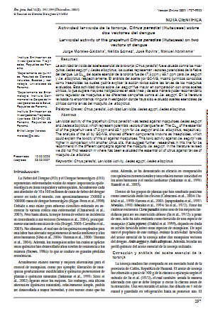 Actividad larvicida de la toronja, Citrus paradisi (Rutaceae) sobre dos vectores del dengue