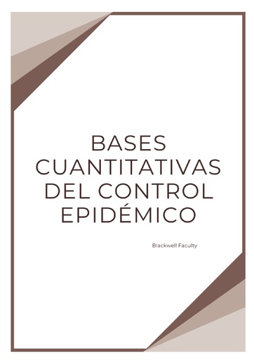 BASES CUANTITATIVAS DEL CONTROL EPIDÉMICO