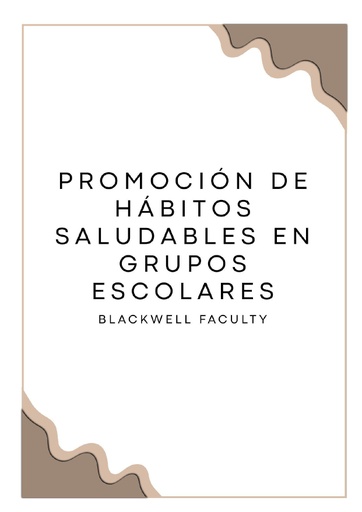 PROMOCIÓN DE HÁBITOS SALUDABLES EN GRUPOS ESCOLARES