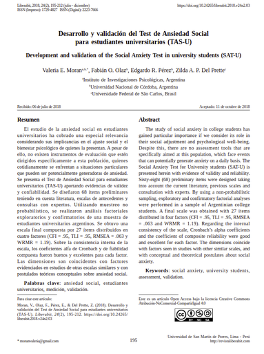 Desarrollo y validación del Test de Ansiedad Social para estudiantes universitarios