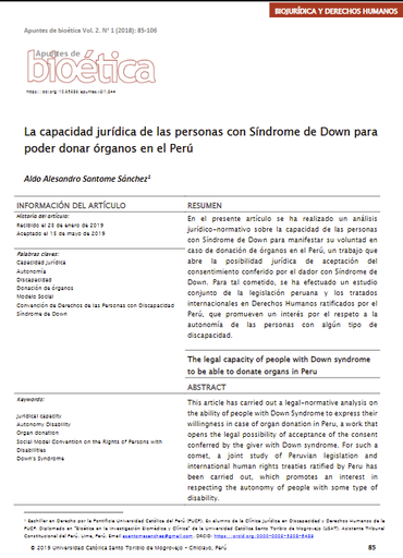 La capacidad jurídica de las personas con Síndrome de Down para poder donar órganos en el Perú