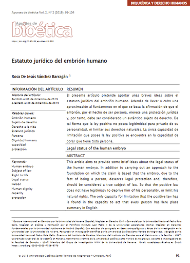 Estatuto jurídico del embrión humano