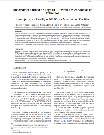 On-object Gain Penalty of RFID Tags Mounted on Car Glass