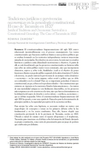 Tradiciones jurídicas y pervivencias oeconomicas en la genealogía constitucional