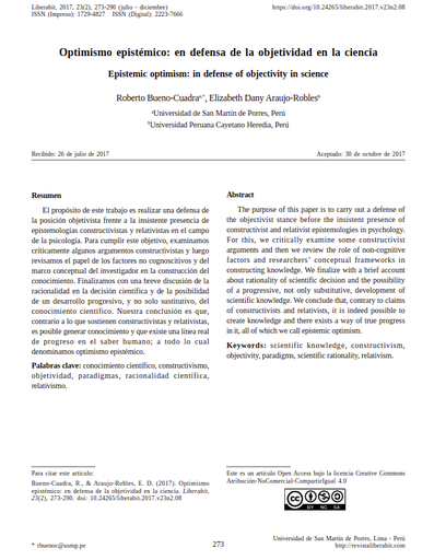 Optimismo epistémico: en defensa de la objetividad en la ciencia