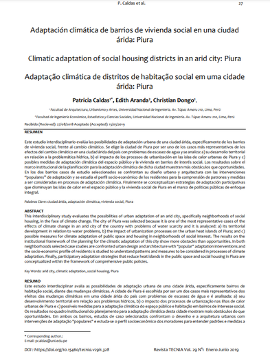 Adaptación climática de barrios de vivienda social en una ciudad árida: Piura