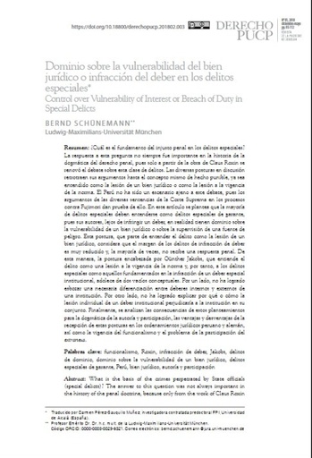 Dominio sobre la vulnerabilidad del bien jurídico o infracción del deber en los delitos especiales