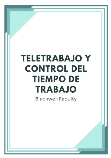 TELETRABAJO Y CONTROL DEL TIEMPO DE TRABAJO
