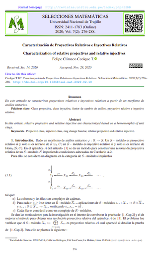 Caracterización de Proyectivos Relativos e Inyectivos Relativos