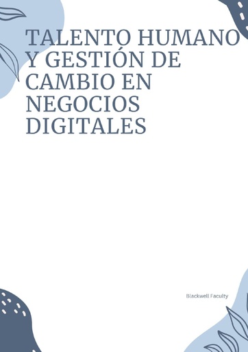TALENTO HUMANO Y GESTIÓN DE CAMBIO EN NEGOCIOS DIGITALES