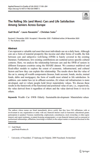 The Rolling 50s (and More): Cars and Life Satisfaction Among Seniors Across Europe