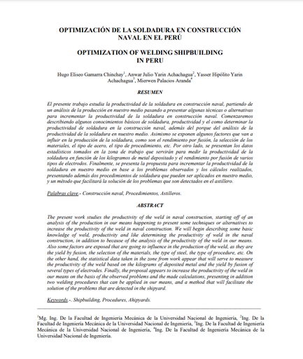 Optimización de la soldadura en construcción naval en el Perú