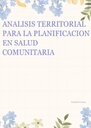ANALISIS TERRITORIAL PARA LA PLANIFICACION EN SALUD COMUNITARIA