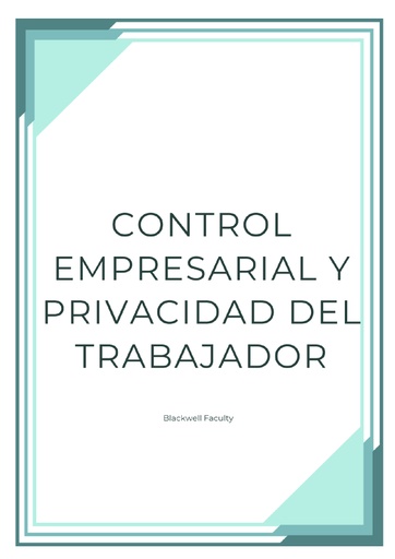 CONTROL EMPRESARIAL Y PRIVACIDAD DEL TRABAJADOR