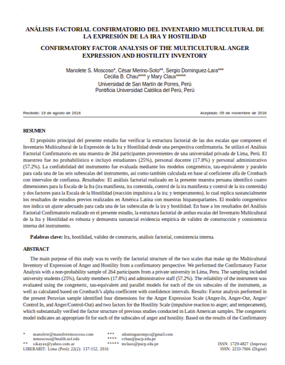 Análisis factorial confirmatorio del inventario multicultural de la expresión de la ira y hostilidad