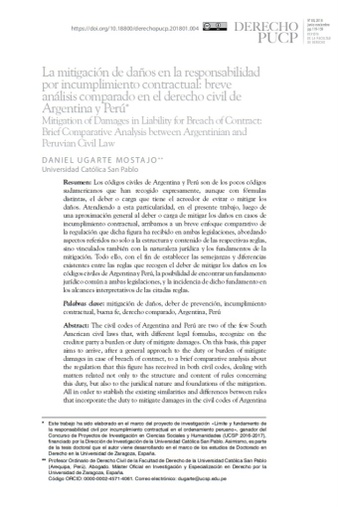 La mitigación de daños en la responsabilidad por incumplimiento contractual