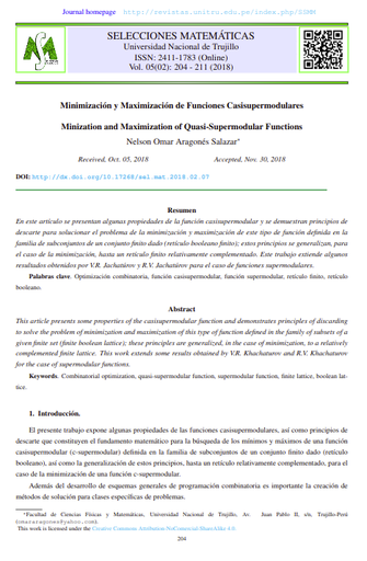 Minimización y Maximización de Funciones Casisupermodulares