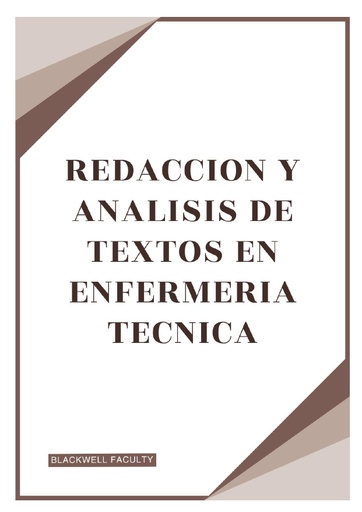 REDACCION Y ANALISIS DE TEXTOS EN ENFERMERIA TECNICA