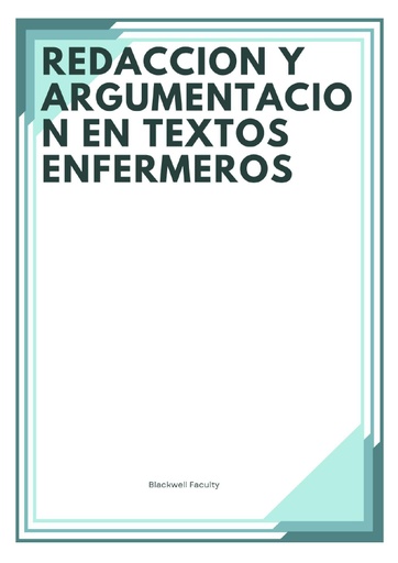 REDACCION Y ARGUMENTACION EN TEXTOS ENFERMEROS