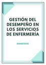 GESTIÓN DEL DESEMPEÑO EN LOS SERVICIOS DE ENFERMERÍA