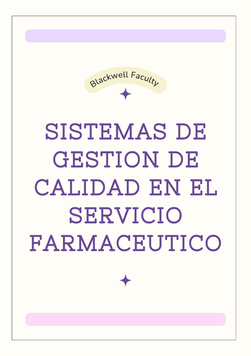 SISTEMAS DE GESTION DE CALIDAD EN EL SERVICIO FARMACEUTICO