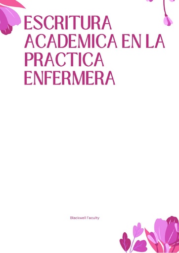 ESCRITURA ACADEMICA EN LA PRACTICA ENFERMERA