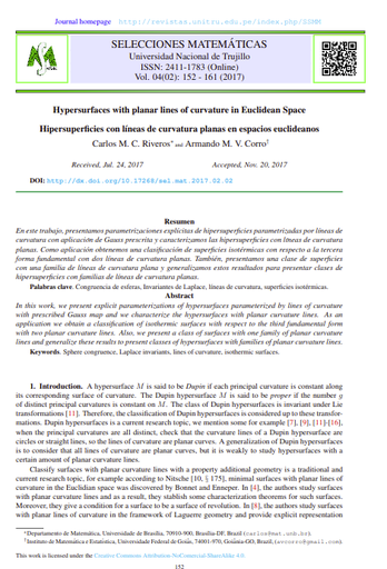 Hipersuperficies con líneas de curvatura planas en espacios euclideanos