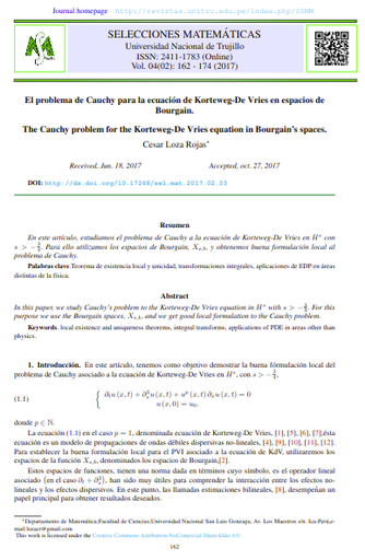 El problema de Cauchy para la ecuación de Korteweg-De Vries en espacios de Bourgain