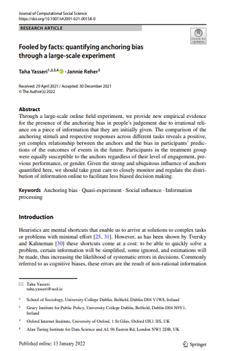 Fooled by facts: quantifying anchoring bias through a large-scale experiment