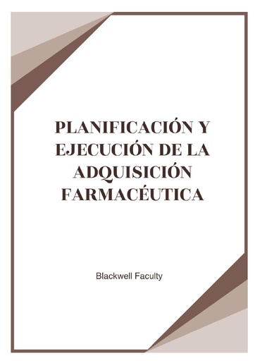 PLANIFICACIÓN Y EJECUCIÓN DE LA ADQUISICIÓN FARMACÉUTICA