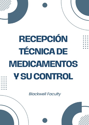 RECEPCIÓN TÉCNICA DE MEDICAMENTOS Y SU CONTROL
