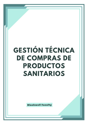 GESTIÓN TÉCNICA DE COMPRAS DE PRODUCTOS SANITARIOS