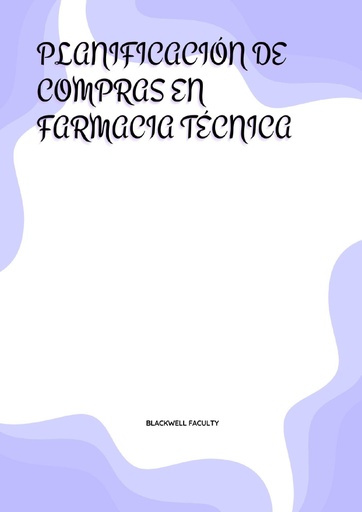 PLANIFICACIÓN DE COMPRAS EN FARMACIA TÉCNICA