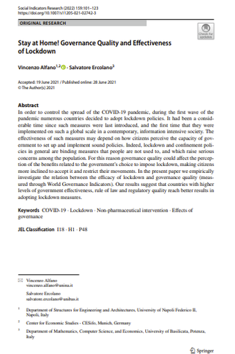 Stay at Home! Governance Quality and Effectiveness of Lockdown