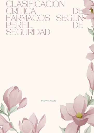 CLASIFICACIÓN CRÍTICA DE FÁRMACOS SEGÚN PERFIL DE SEGURIDAD