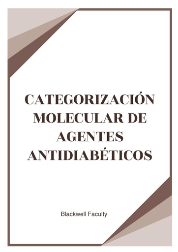 CATEGORIZACIÓN MOLECULAR DE AGENTES ANTIDIABÉTICOS