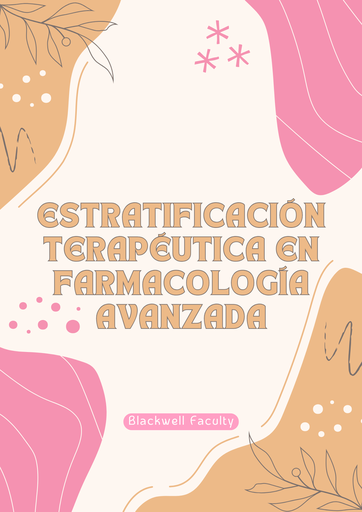 ESTRATIFICACIÓN TERAPÉUTICA EN FARMACOLOGÍA AVANZADA