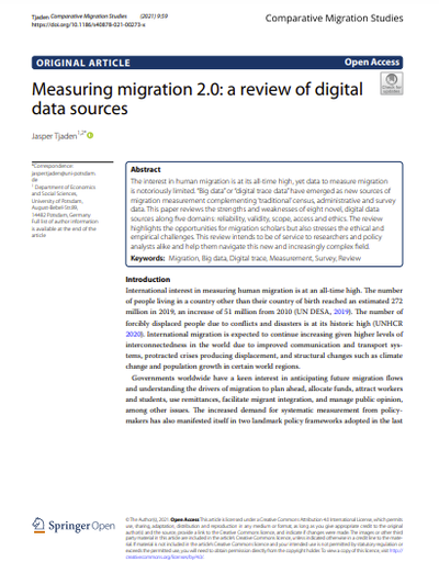 Measuring migration 2.0: a review of digital data sources