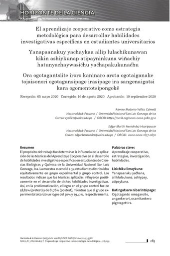 El aprendizaje cooperativo como estrategia metodológica para desarrollar habilidades investigativas específicas en estudiantes universitarios