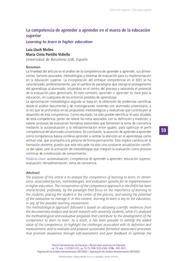 La competencia de aprender a aprender en el marco de la educación superior