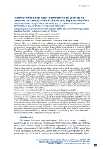 Interculturalidad sin fronteras: hermenéutica del concepto en proyectos de aprendizaje desarrollados en la Raya luso-española