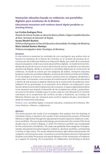 Innovación educativa basada en evidencias con portafolios digitales para enseñanza de la Historia