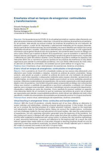 Enseñanza virtual en tiempos de emergencias: continuidades y transformaciones