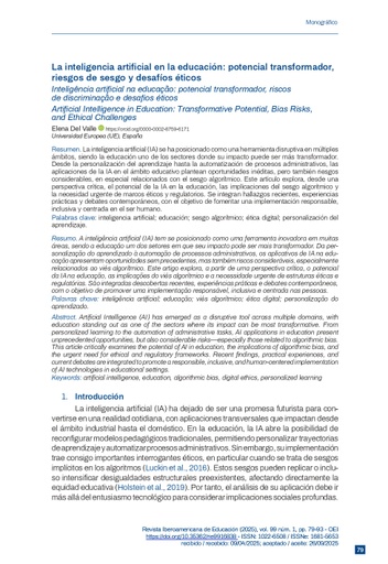 La inteligencia artificial en la educación: potencial transformador, riesgos de sesgo y desafíos éticos