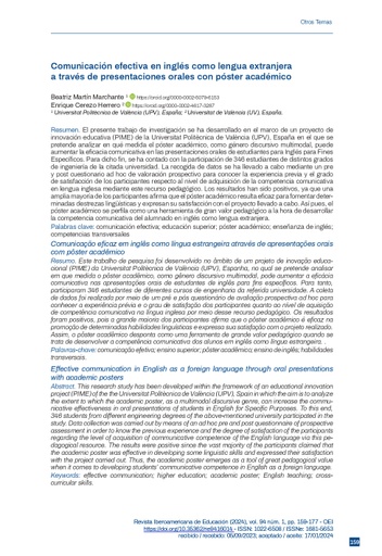 Comunicación efectiva en inglés como lengua extranjera a través de presentaciones orales con póster académico