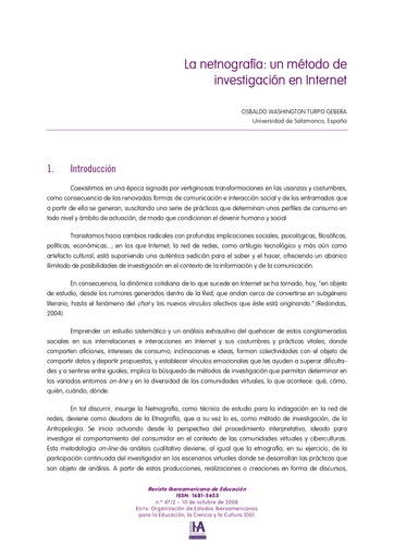 La netnografía: un método de investigación en Internet