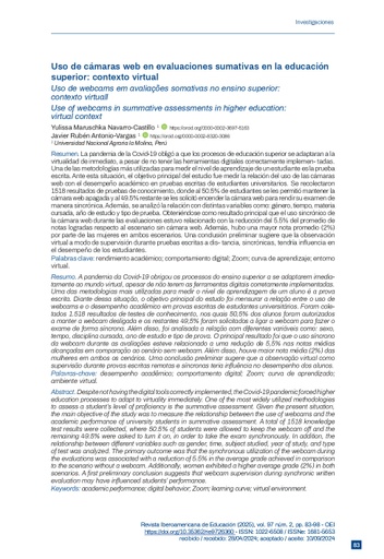 Uso de cámaras web en evaluaciones sumativas en la educación superior: contexto virtual